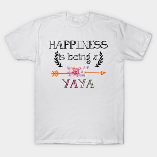 Happiness is being Yaya floral gift T-Shirt